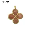 Wt-P2090 Forma de Trébol de Cuatro Hojas de la Suerte Colgante de Piedra Natural Chapado en Oro de 18 Quilates Pendientes para Niñas Accesorios Semi-Terminados