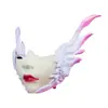 Máscara de Medio Rostro con Alas Rosas Cyberpunk Máscara Funcional Tecnológica Accesorios Máscara Mecánica Blanca COS