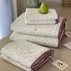 Juego de tres piezas de funda de edredón de algodón reversible estilo coreano, lavable a máquina, acolchado, con relleno, sábana antideslizante, funda para colchón de tatami