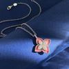 Nuevo collar de Red de moda RC Diamante completo Diamante trébol de cuatro hojas puntiagudo Nácar blanco ágata negra Flor princesa collar clavícula señoras