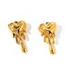 Pendientes de Acero Inoxidable Titanio Chapado en Oro de 18K Lava Líquida Amor Derritiéndose Pendientes Pendientes Pendientes