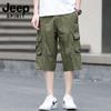 Pantalones cortos de verano para hombre, pantalones capri, pantalones de algodón sueltos y transpirables para hombres de mediana edad y mayores, pantalones de verano para papá, bolsillos grandes para hombre