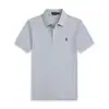 Camisa Polo Masculina Transfronteiriça, Cor Sólida Estilo Social com Logo Ralph Lauren Bordado, Camisa Polo Casual de Manga Curta com Logo Pônei Bordado
