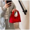 Bolso de PU para mujer estilo coreano, de mano, transfronterizo, nuevo, con lazo, textura dulce, simple para ropa de trabajo, literario, bandolera