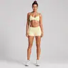 Conjunto de ropa deportiva transfronterizo con hermoso sujetador deportivo de cuello halter en la espalda, conjunto de shorts de running, entrenamiento, yoga de secado rápido con sensación de piel para mujer