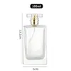 Al por mayor En stock Botella de Perfume Cilíndrica Rayada de Fondo Grueso 30/50ml Botella de Vidrio Transparente Tapa de Rosca de 15mm Botella con Atomizador