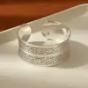 Estilo Étnico Retro Pulsera Abierta de Plata Imitación Miao Pulsera Ancha Tallada Nuevo Estilo Chinoiserie Antigua Pulsera de Plata Imitación Hecha a Mano para Mujeres