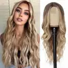 Pelucas para Damas Europeas y Americanas, Pelucas de Encaje Frontal, Mechones Pequeños de Encaje con Raya Media, Cabello Largo Rizado, Peluca de Fibra Química, Pelucas de Exportación