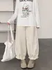 Pantalones casuales de pierna ancha tipo linterna para mujer, estilo nuevo de otoño, cintura alta, adelgazantes, con dobladillo festoneado y estampado floral