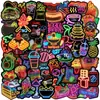 50 Adesivos Graffiti de Comida Neon Suitcase Suitcase Laptop Notebook Copo d'Água Capa de Celular Adesivos à Prova d'Água
