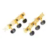 Tarraxas de violão, tarraxas de violão de madeira, tarraxas clássicas triplas preto dourado abertas semi-fechadas, acessórios de violão de madeira