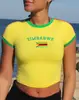 Ropa de mujer europea y americana comercio exterior transfronterizo verano nuevo mujer manga corta cuello redondo casual bordado de letras simple camiseta en negro