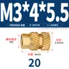Latón Tierra Ocho Inyección de Fusión Caliente Embutido Estampado Moleteado Doble Paso Inserción Tornillo Tapa Tuerca Manguito Roscado de Cobre M2M4M5