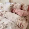 Otoño e Invierno Nuevo Juego de Cama de Algodón Cepillado 60s de Cuatro Piezas Algodón Puro Todo Algodón Engrosado Cálido Estampado Funda de Edredón Suave Suministros