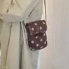 Nova bolsa de ombro cruzada de camurça para celular, moda coreana 2026, mini bolsa de ombro de outono para mulheres, bolinhas requintadas