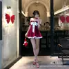 Top Tubo con Moño Grande de Año Nuevo, la Chica Más Elegante en la Fiesta de Navidad y Nochevieja, Vestido Rojo Brillante para el Banquete de Nochebuena