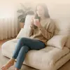 Sofá perezoso doble casual de tatami para apartamento pequeño, sofá reclinable pequeño plegable para dormitorio, balcón, asiento con respaldo