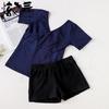 Traje Multicolor de Manga Corta Cruzado en el Pecho para Niñas, Body de Manga Larga Azul Zafiro Rojo, Traje de Baile Cómodo de Algodón Puro para Entrenamiento de Adultos