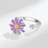 Anillo de plata de ley S925 con diseño de girasol, ajustable, de fábrica en Amazon, con apertura transfronteriza europea y americana.