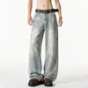 Jeans acampanados para hombre de marca moderna estilo americano con salpicaduras de pintura y grafiti, pantalones rectos holgados de pierna ancha para otoño, pantalones de talla grande de alta costura