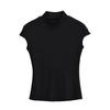 Camiseta de cuello alto y manga corta con vuelo para mujer, corte entallado, adelgazante, de moda, combina con todo, de color sólido, novedad de verano de 2024