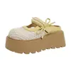 Sandalias Mary Jane de Suela Gruesa para Mujer, Nuevo Estilo 2026, Malla Tejida que Aumenta la Altura, Zapatillas Cerradas para Mujer Pequeña