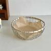 Cesta de almacenamiento de hierro para artículos de escritorio estilo pastoral, tejida a mano, cesta de frutas, cesta de almacenamiento, cesta para exhibir pan y bocadillos