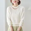 26 Prendas de punto base de cuello halter y cuello redondo estilo coreano para mujer, top elegante de manga larga para primavera y otoño, suéter corto para mujer