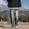 Jeans Reto Solto Masculino Estilo Americano Retro Velho Cor Sólida Casual Tendência Marca Versátil Calça Larga Masculina