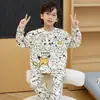 Pijama Infantil Novo Estilo Primavera e Outono Algodão Puro Manga Longa Pulôver Menino Pequeno Adolescentes Menino Grande Roupas de Casa