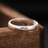 Anel com Mantra de Seis Caracteres Banhado a Ouro Prata 999 Pura para Homens e Mulheres, Anéis de Casal, Par de Anéis para Dedo Indicador, Anel Vintage de Prata Pura