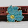 Accesorios para Joyería DIY Esmalte de Goteo Color Azul Fénix Esmalte 32*34*5mm Flor de Peonía Material B3093