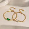 Explosões europeias e americanas pulseira de diamante quadrado joias de zircônia de aço inoxidável de alta qualidade de luxo leve joias da moda para mulheres atacado