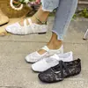 Novos Sapatos de Malha Mary Jane de Cano Baixo Tamanho Grande para Mulheres, Sapatos Casuais Loafers Planos com Tira de Renda de Comércio Exterior