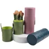 Portacepillos de Maquillaje a Prueba de Polvo Caja de Almacenamiento de PU con Tapa, Portalápices, Caja de Almacenamiento para Papelería y Artículos de Cuero, Tubo de Almacenamiento para Brochas de Maquillaje Venta al por Mayor