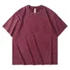Camiseta Verão 230g Comércio Exterior Lavada Vintage Gola Redonda Solta Floco de Neve Manga Curta Tendência Retrô Jovem