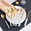 Nordic Creative Entry Luxury Candy Color Matte Aço Inoxidável Tableware Faca, Garfo e Colher Chopsticks Western Hotel Steak Faca, Garfo e Colher
