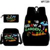 Jogo 3D Novo Transfronteiriço Cultive um Jardim Mochila Escolar, Estojo, Bolsa de Ombro Conjunto de Três Peças com Estampa