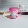 Copo de Água Infantil Desenho Animado com Alça, Copo de Beber para Bebê de Aço Inoxidável de Grau Alimentício, Copo de Água Infantil de Aço Inoxidável com Alça