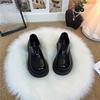 Zapatos de vestir individuales de estilo británico con punta redonda, nuevos de la temporada Primavera 2025, mocasines casuales versátiles, zapatos individuales de cuero suave retro con suela gruesa JK para mujer