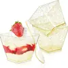 Copo Quadrado Transparente de Plástico Descartável 200ml/8oz para Frutas, Sorvete, Pudim, Sobremesa, Bolo, Mousse com Tampa