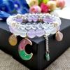 Estilo coreano calcedônia joias pulseira feminina pipoca pedra cristal pérola anel sereia cauda pingente pulseira namoradas joias moda