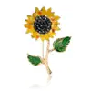 Broche de Goteo de Aceite de Moda y Único con Diseño de Girasol de Aleación y Diamante, Pin de Planta para Chaquetas y Ropa, Se Puede Personalizar con Texto Secreto