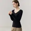 Suéter de Cachemira para Mujer BaiCaiRong Otoño/Invierno 2026 Cuello en V Diseño Versátil Ropa de Punto de Lana para Mujer