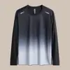 Camiseta Manga Longa Esportiva de Secagem Rápida para Homens, Proteção Solar de Seda Gelada, Fina de Verão, Respirável, Top Solto para Caminhada e Corrida ao Ar Livre