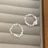 Anillo Minimalista de Plata y Perla con Diseño de Nicho para Mujer, Anillo de Dedo Índice Ajustable de Moda y Único con Cordón Elástico