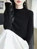 Cuello medio, simple y elegante, nuevo top básico de manga larga ligero y transpirable, efecto adelgazante, adecuado para primavera y otoño, uso casual diario
