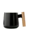Taza de cerámica estilo nórdico con asa de madera, taza de agua para oficina 1314, taza de pareja para San Valentín, regalo para evento festivo, logo impreso