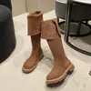 Botas altas plegables bidireccionales para mujer 2026 nuevo resorte y otoño suela gruesa botas altas Melade con forro polar retro de caña alta para montar