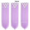 Conjunto de sete peças de extensões de cabelo sem costura, extensões de cabelo sintético liso e longo com 16 presilhas, em cor sólida, material de fibra resistente a altas temperaturas.